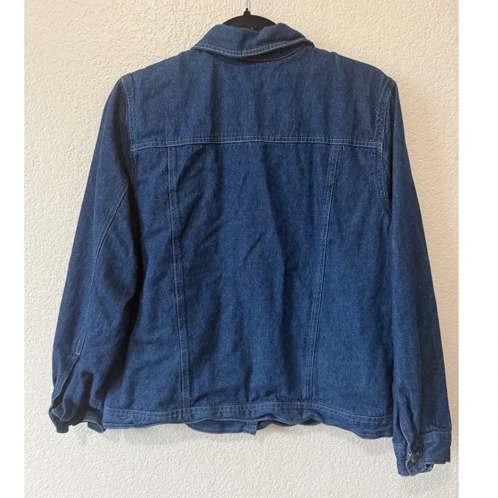 Coldwater Creek Womens Denim Jacket Americana Flag Lining Blue Medium‎ A02833